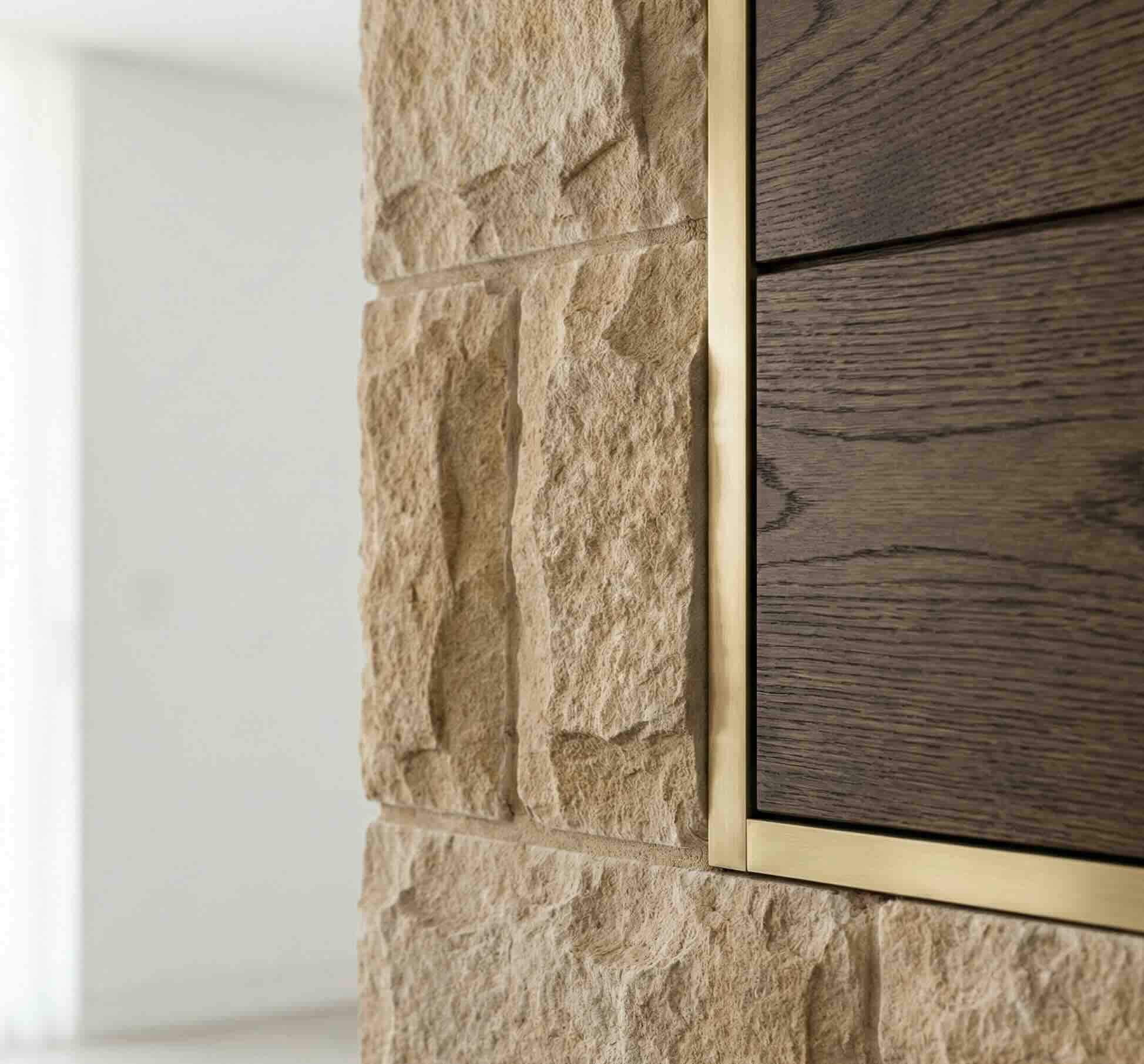 High-end construction detail showing premium materials