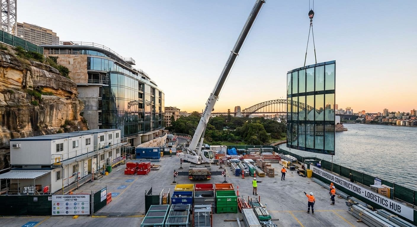 Specialized logistics and crane work for a difficult-access luxury home build in Sydney.